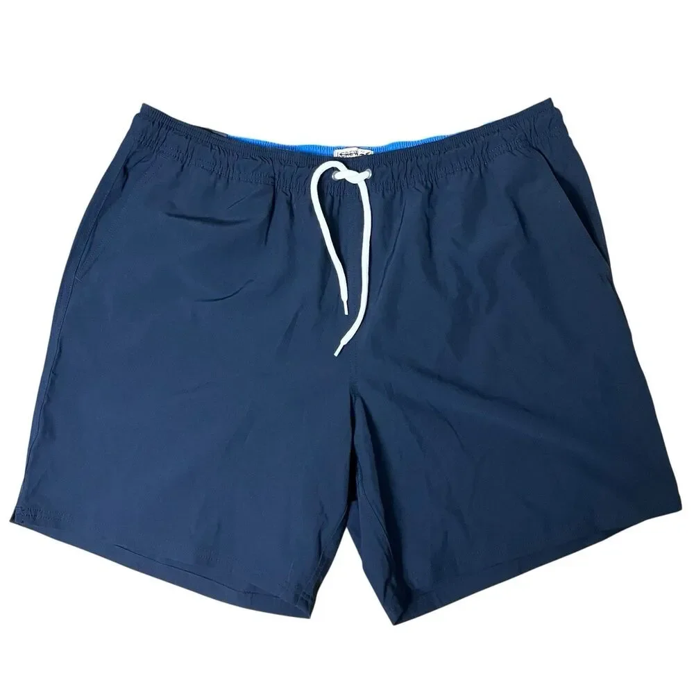 J.Crew Swim Trunks Mens XL Blue 8” Inseam Drawstring Beach Vacation Pool